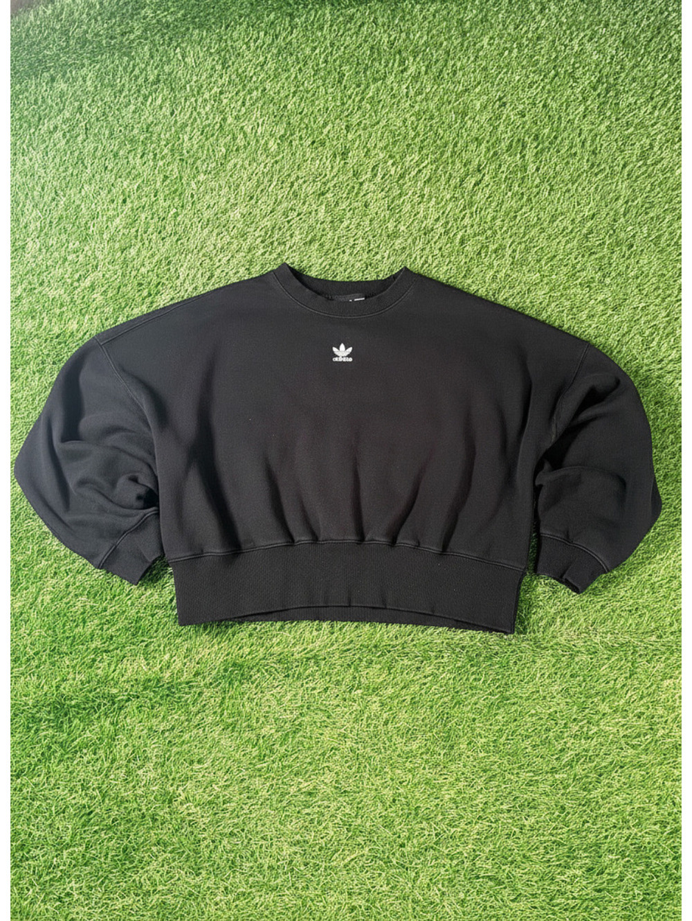 y2k adidas Black Crewneck Sweatshirt Fleece Pullover Womens Size M